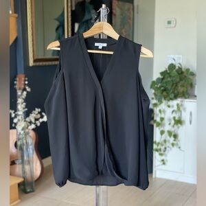 Maette Black Long Sleeve Blouse with Shoulder Cut Out